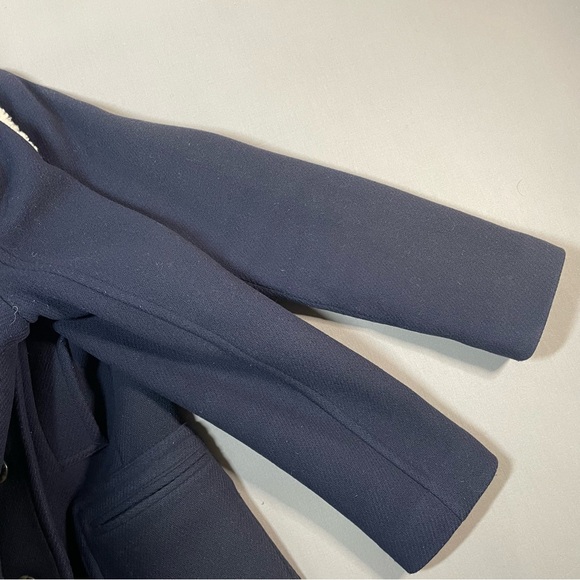 J. Crew Italian Stadium Cloth Faux Fur Collar Pea Coat; Wool Blend - Womens 2 - Picture 10 of 16